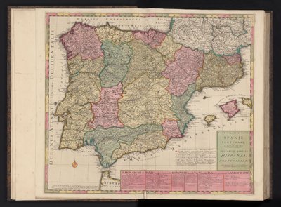 Karta över Spanien och Portugal Way-Pointer of the Military Tours i Spanien och Portugal / Theatrum Martis in Hispania et Portugallia (titel på objekt) av Abraham Allard