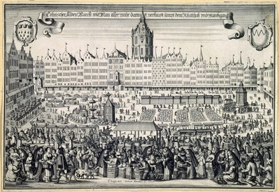 Gamla marknaden i Köln, ca. 1660 av Abraham Aubry