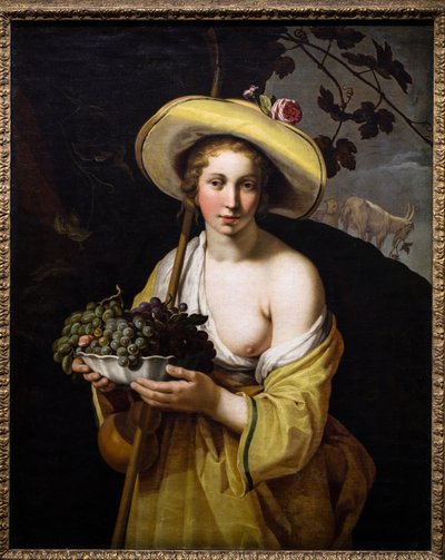 Bergere med en skål med druvor av Abraham Bloemaert