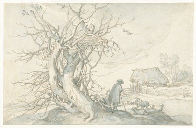Herde med får vid ett dött träd av Abraham Bloemaert