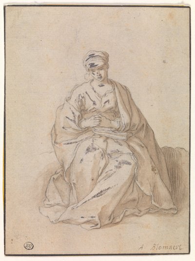 Maria, sitter med en bok av Abraham Bloemaert