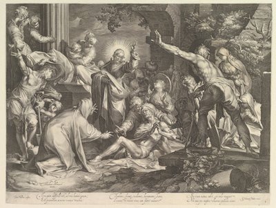 Uppfostran av Lazarus, ca. 1600. av Abraham Bloemaert