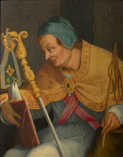 Sankt Ambrosius, ärkebiskop av Milano. av Abraham Bloemaert