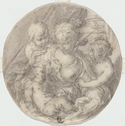 Madonnan med Kristusbarnet, med spädbarnet Johannes Döparen och ett annat barn (Caritas) av Abraham Bloemaert