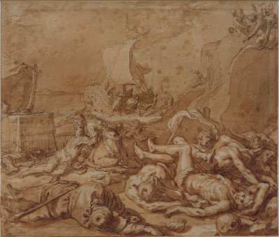 Theagenes och Chariclea efter skeppsbrottet av Abraham Bloemaert