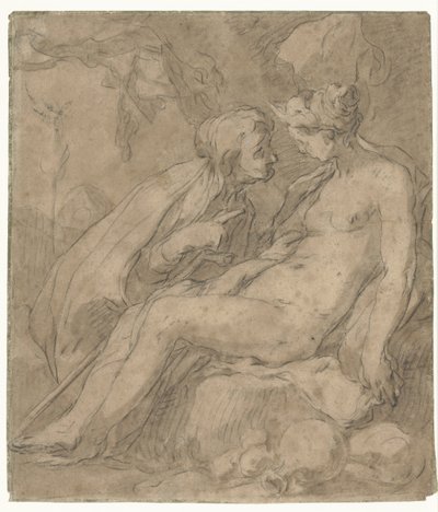 Vertumnus en Pomona (?) av Abraham Bloemaert
