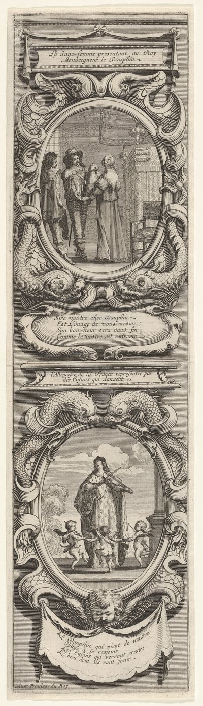 Allegorier till ära av Dauphinens födelse, ca. 1638. av Abraham Bosse