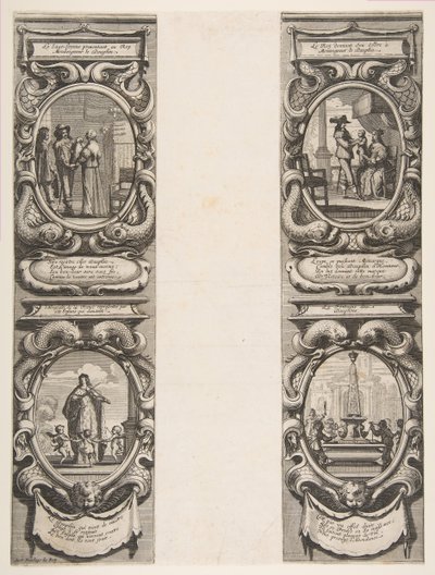 Almanach för 1639: Ludvig XIII och Anne av Österrike anförtror kungariket och arvtagaren..., 1638. av Abraham Bosse