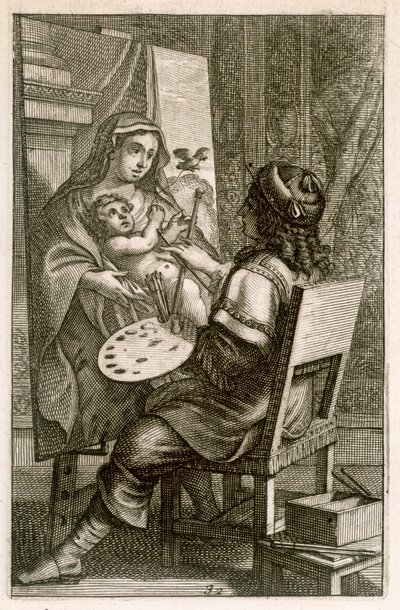 Artist at Work, från "Recueil de Figures...", pub. Paris, 1737 av Abraham Bosse