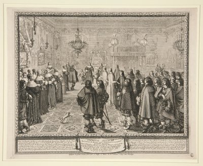 Ceremoni observerad i äktenskapskontrakt av Abraham Bosse