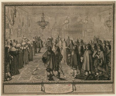 Ceremoni vid det äktenskapskontrakt som ingicks i Fontainebleau i deras majestäters närvaro mellan Vladislav IV, kung av Polen och Sverige [...] av Abraham Bosse