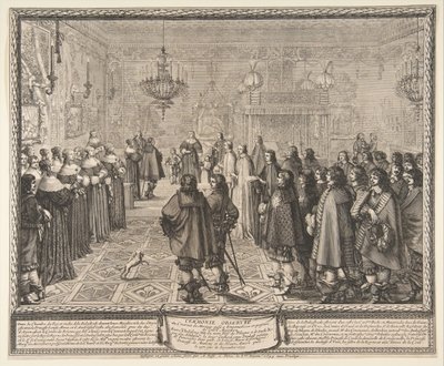 Ceremoni för äktenskapskontraktet mellan Wladyslaw IV, kung av Polen, och Marie Louis..., 1645. av Abraham Bosse