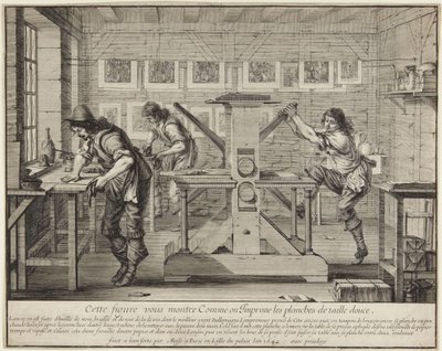 Denna figur visar hur man trycker... av Abraham Bosse