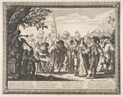 Dans på bytorget, ca. 1633. av Abraham Bosse