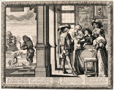 Den förlorade sonens avgång (gravyr på vävt papper) av Abraham Bosse