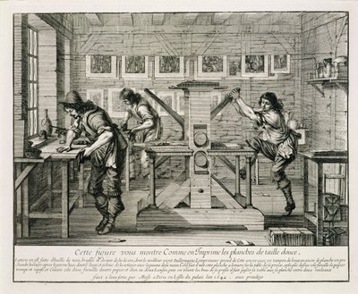 Fransk tryckpress, 1642 av Abraham Bosse