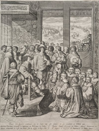 Ludvig XIII tar emot en deputation av magistrater av Abraham Bosse