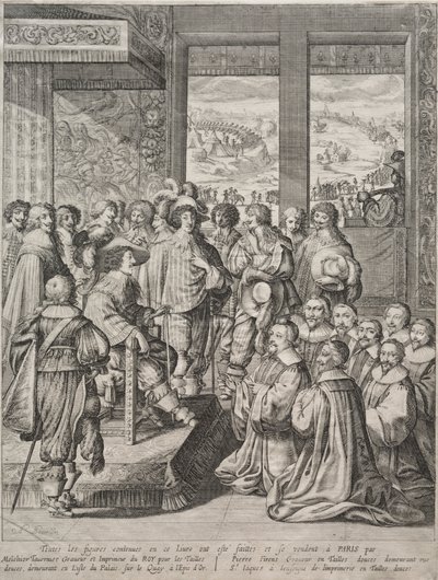 Ludvig XIII tar emot en deputation av magistrater. av Abraham Bosse