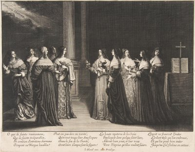 De kloka jungfrorna vägrar olja till de dåraktiga jungfrorna, ca. 1635. av Abraham Bosse