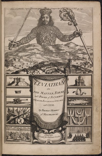 Titelsidan för "Leviathan, eller The Matter, Forme, & Power of a Common-Wealth Ecclesiasticall and Civill" av Thomas Hobbes av Abraham Bosse
