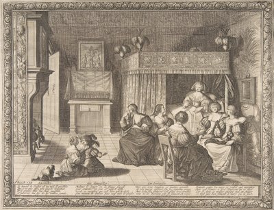 Besök hos den nya modern, 1633. av Abraham Bosse