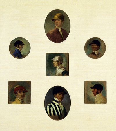 Studies of Jockeys, c.1830 (olja på duk) av Abraham Cooper