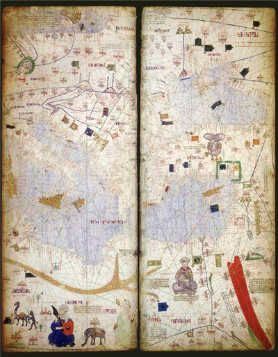 Katalansk atlas, blad 7 och 8, 1375 av Abraham Cresques