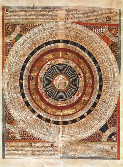 Kosmografi: representation av jorden som en astronom med en astrolabium av Abraham Cresques