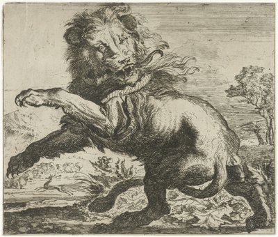 Lejon och orm slåss Olika djur (serietitel) av Abraham Danielsz. Hondius