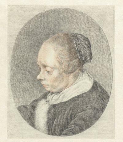 The Spinster (detalj av kvinnans huvud) av Abraham Delfos
