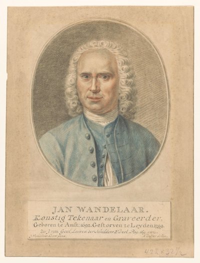 Porträtt av Jan Wandelaar John Walker. Konstig ritare och gravör (titel på objekt) av Abraham Delfos
