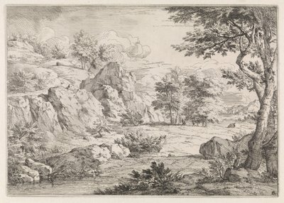 Kuperat landskap med en damm av Abraham Genoels