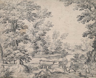 Landskap med man till häst av Abraham Genoels