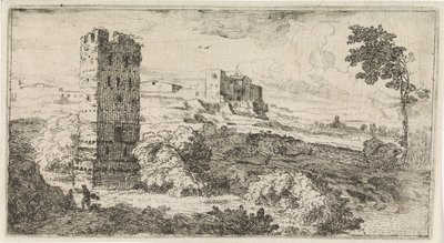 Landskap med fyrkantigt torn av Abraham Genoels