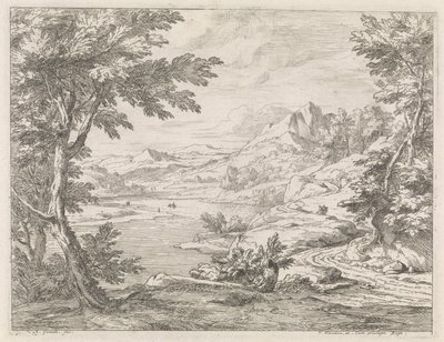 Flodlandskap med en väg River Landscapes (serietitel) av Abraham Genoels