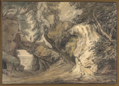 Landskap med en naturlig båge av Abraham Genoels II