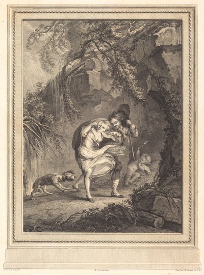 Le coup de vent (vindbyen) av Abraham Girardet after Antoine Lebel