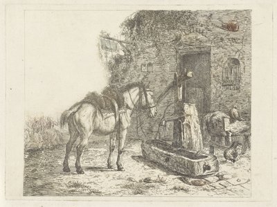 Häst framför ett värdshus av Abraham Hendrik Winter