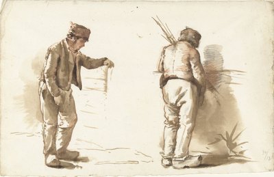 Två studier av en stående man av Abraham Johannes Ruytenschildt