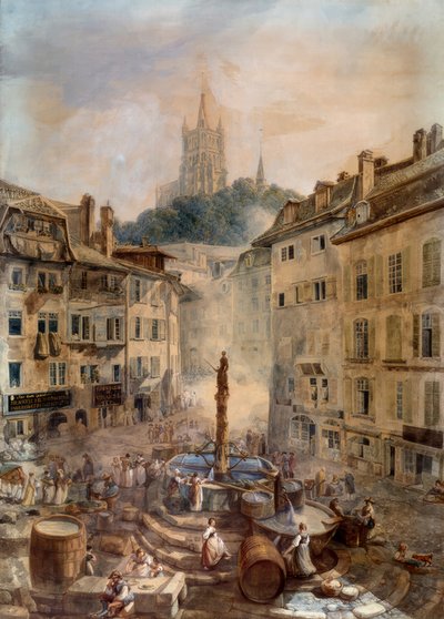 Place de la Palud av Abraham Louis Rodolphe Ducros