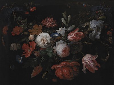 En krans av blommor av Abraham Mignon