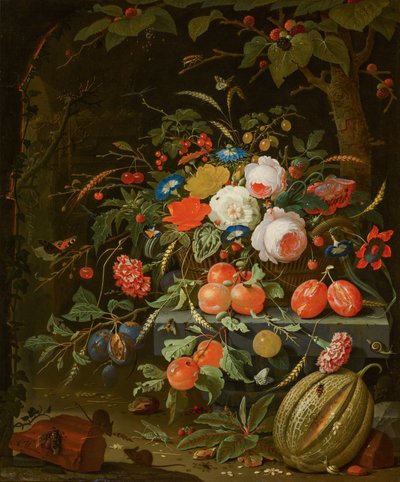 Blommor och frukt av Abraham Mignon