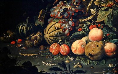 Frukt (olja på duk) (detalj av 278970) av Abraham Mignon