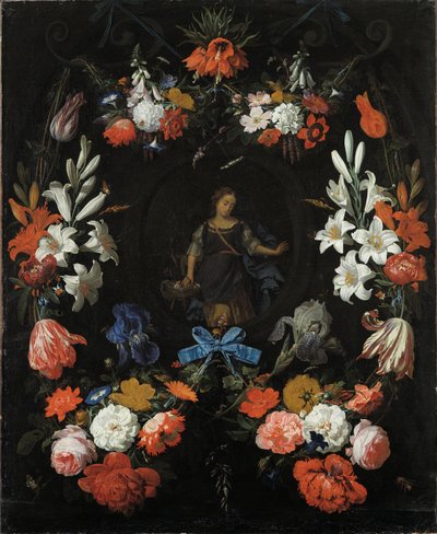 Garland of Flowers, ca 1675 av Abraham Mignon