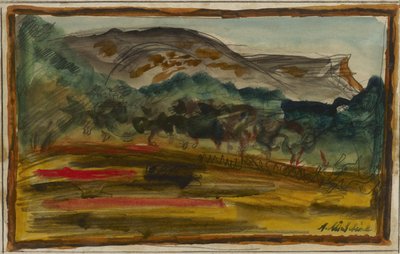 Landskap (akvarell  blyerts på papper) av Abraham Mintchine