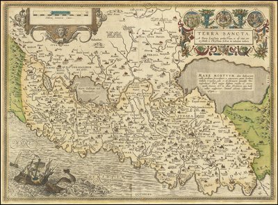 1584 karta - Terra Sancta, a Petro Laicstain perlustrata, et ab eius ore et schedis a Christiano Schrot in tabulam redacta av Abraham Ortelius
