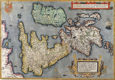 En karta över Storbritannien, 1587 av Abraham Ortelius