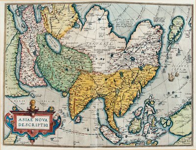 Beskrivning av den asiatiska kontinenten, Geografikarta från "Theatre of the World" av Abraham Ortelius