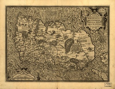 Hiberniae, Britannicae Insvlae nova descripto. LOC 99466749 av Abraham Ortelius