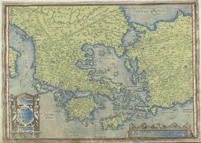 Grekland karta Graecia, Sophiani (titel på objekt) av Abraham Ortelius